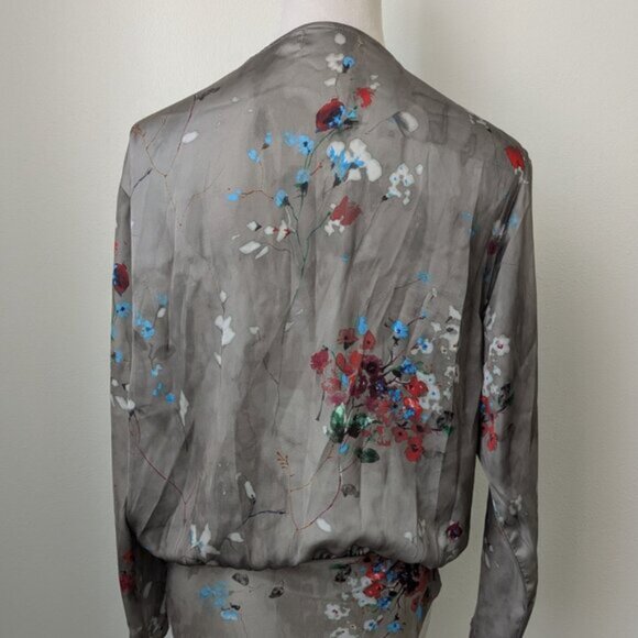 Zara Accessories Long Sleeve Criss Cross Floral Bodysuit, Large - Picture 6 of 7